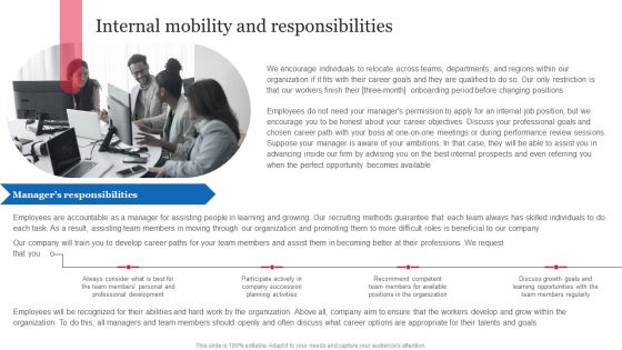 Internal Mobility And Responsibilities Strategic Guide On Talent Recruitment Diagrams PDF