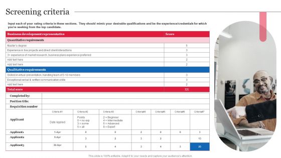 Screening Criteria Strategic Guide On Talent Recruitment Sample PDF Screening Criteria Strategic Guide On Talent Recruitment Sample PDF