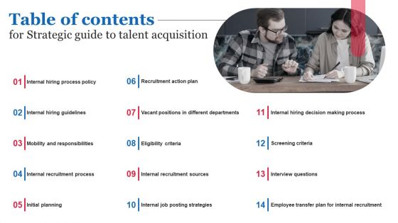 Table Of Contents For Complete Guide To Talent Acquisition Topics PDF