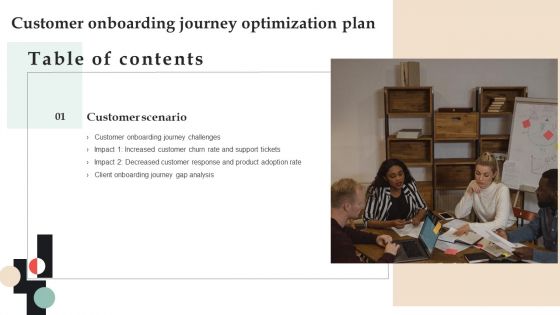 Customer Onboarding Journey Optimization Plan Table Of Contents Topics PDF