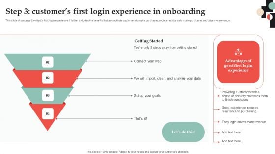 Step 3 Customers First Login Experience In Onboarding Introduction PDF