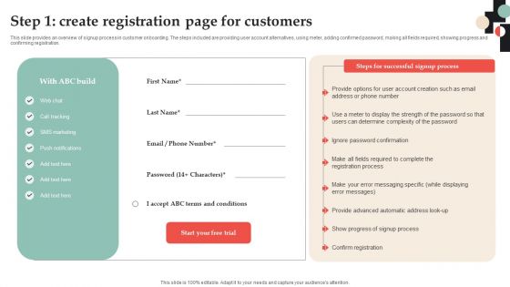 Customer Onboarding Journey Optimization Plan Step 1 Create Registration Page Background PDF
