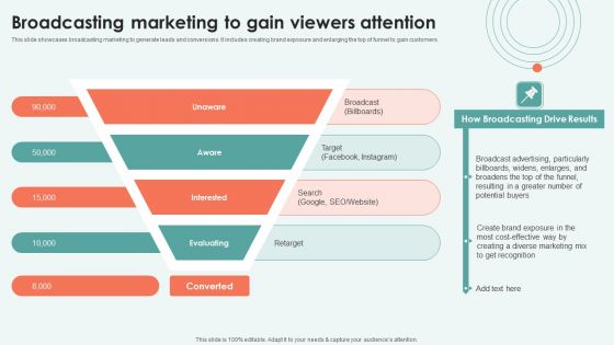 Broadcasting Marketing To Gain Viewers Attention Ppt File Background Images PDF