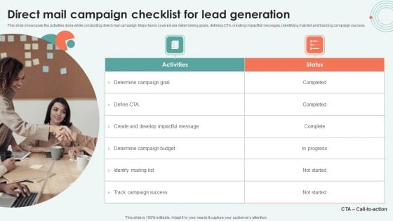 Direct Mail Campaign Checklist For Lead Generation Ppt Professional Mockup PDF