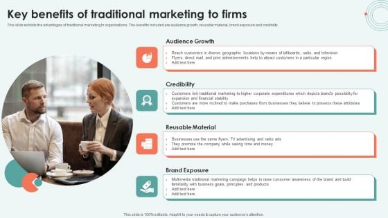 Key Benefits Of Traditional Marketing To Firms Ppt Model Example Topics PDF