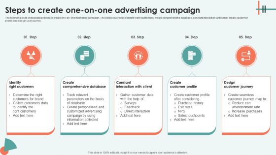 Steps To Create One On One Advertising Campaign Ppt Inspiration Guide PDF Steps To Create One On One Advertising Campaign Ppt Inspiration Guide PDF