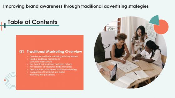 Improving Brand Awareness Through Traditional Advertising Strategies Table Of Contents Microsoft PDF