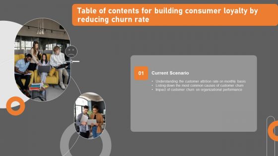 Building Consumer Loyalty By Reducing Churn Rate Table Of Contents Slides PDF