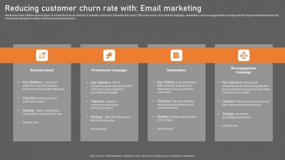 Reducing Customer Churn Rate With Email Marketing Background PDF