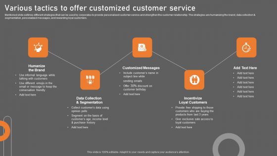 Various Tactics To Offer Customized Customer Service Portrait PDF