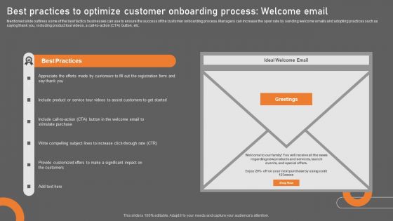 Best Practices To Optimize Customer Onboarding Process Welcome Email Microsoft PDF