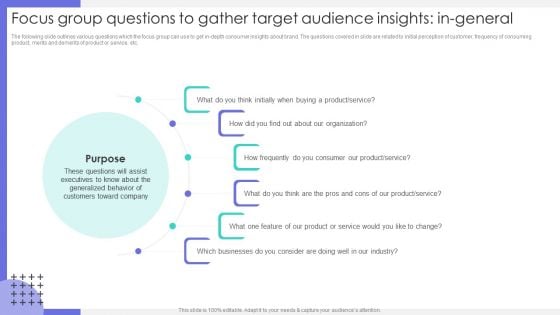 Focus Group Questions To Gather Target Audience Insights In General Ideas PDF Focus Group Questions To Gather Target Audience Insights In General Ideas PDF