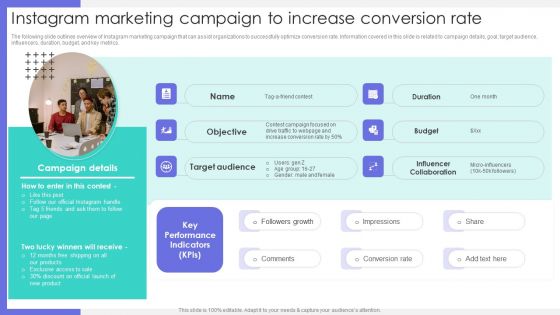 Instagram Marketing Campaign To Increase Conversion Rate Template PDF