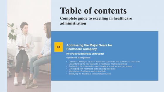 Complete Guide To Excelling In Healthcare Administration Table Of Contents Brochure PDF