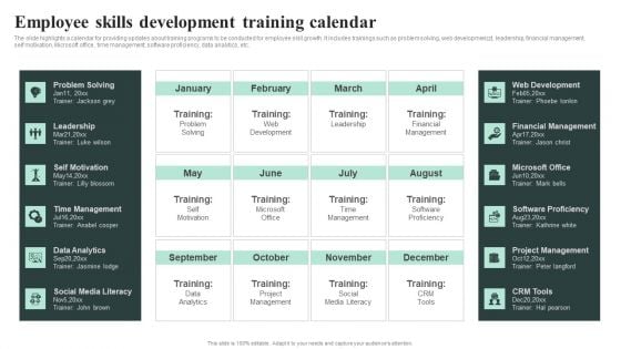 Employee Skills Development Training Calendar Elements PDF