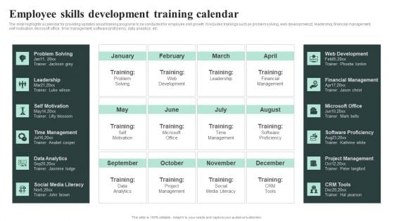 Employee Skills Development Training Calendar Elements PDF Employee Skills Development Training Calendar Elements PDF