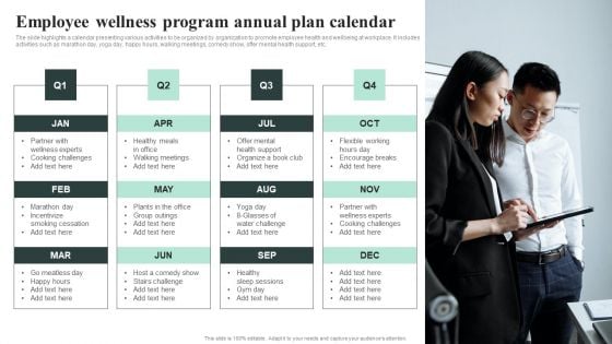 Employee Wellness Program Annual Plan Calendar Diagrams PDF