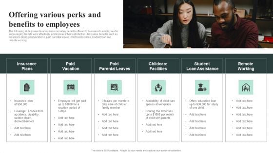 Offering Various Perks And Benefits To Employees Information PDF