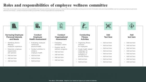 Roles And Responsibilities Of Employee Wellness Committee Graphics PDF