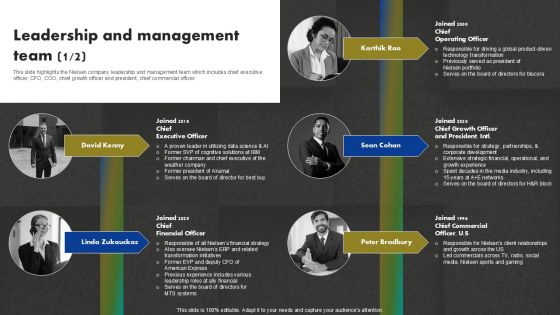 Data And Customer Analysis Company Outline Leadership And Management Team Brochure PDF Data And Customer Analysis Company Outline Leadership And Management Team Brochure PDF