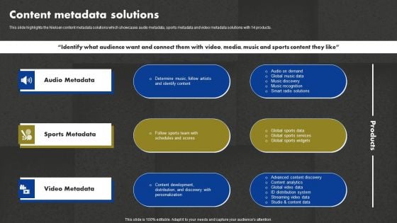 Data And Customer Analysis Company Outline Content Metadata Solutions Brochure PDF