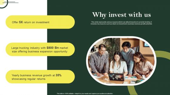 Why Invest With Us Logistic Company Investor Fund Raising Pitch Deck Download PDF