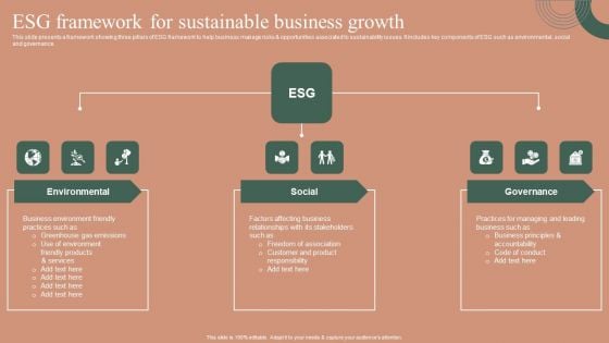 ESG Framework For Sustainable Business Growth Ideas PDF