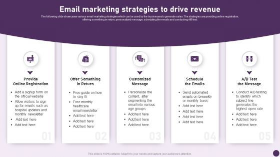 Guide To Healthcare Services Administration Email Marketing Strategies To Drive Revenue Sample PDF