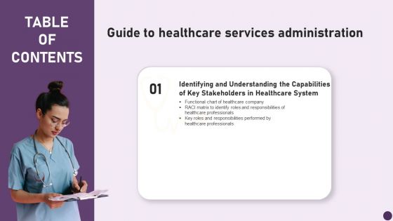 Guide To Healthcare Services Administration Table Of Contents Topics PDF