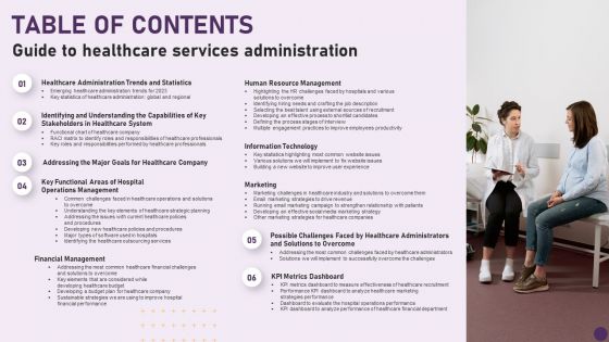 Table Of Contents Guide To Healthcare Services Administration Summary PDF