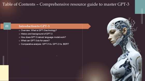 Comprehensive Resource Guide To Master GPT 3 Table Of Contents Professional PDF