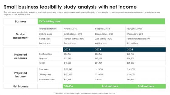 Small Business Feasibility Study Analysis With Net Income Demonstration PDF