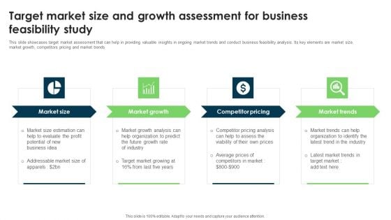 Target Market Size And Growth Assessment For Business Feasibility Study Mockup PDF