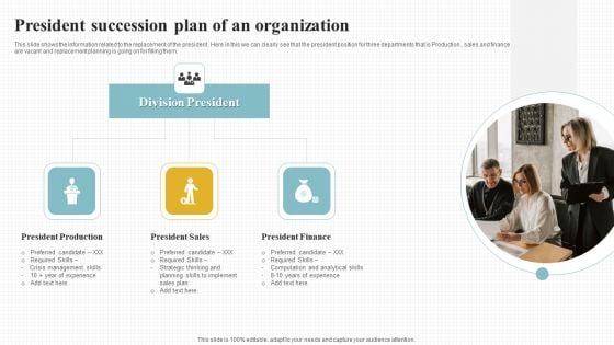 President Succession Plan Of An Organization Portrait PDF