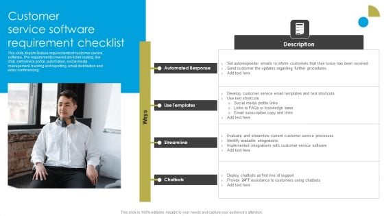 Service Strategy Guide To Maximize Customer Experience Customer Service Software Requirement Checklist Themes PDF