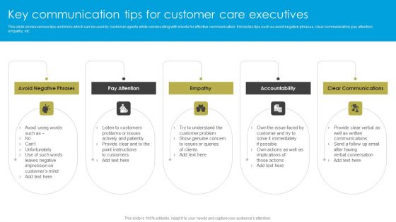 Service Strategy Guide To Maximize Customer Experience Key Communication Tips For Customer Care Executives Structure PDF