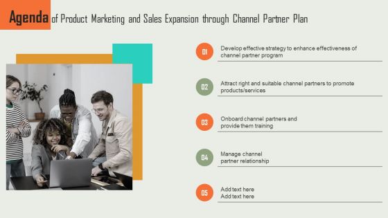 Agenda Of Product Marketing And Sales Expansion Through Channel Partner Plan Slides PDF