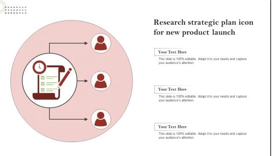 Research Strategic Plan Icon For New Product Launch Template PDF