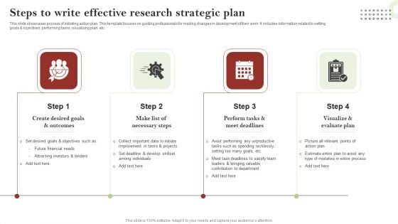 Steps To Write Effective Research Strategic Plan Diagrams PDF