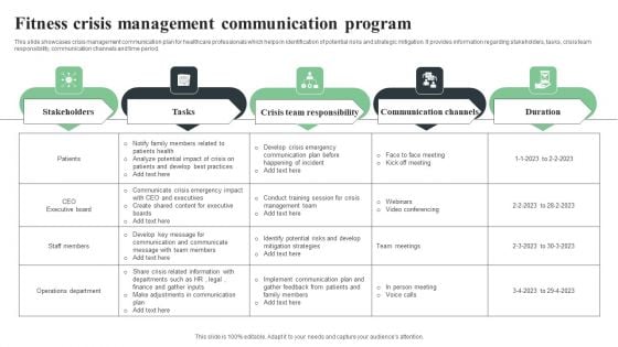 Fitness Crisis Management Communication Program Guidelines PDF