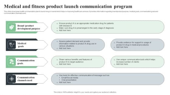 Medical And Fitness Product Launch Communication Program Graphics PDF