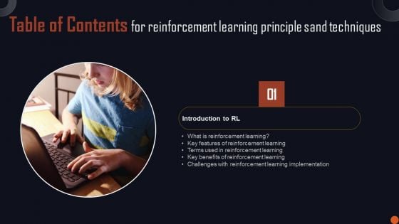 Reinforcement Learning Principle Sand Techniques Table Of Contents Elements PDF