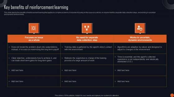 Reinforcement Learning Principles And Techniques Key Benefits Of Reinforcement Learning Themes PDF