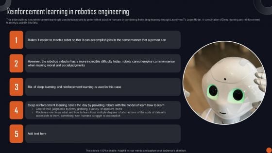 Reinforcement Learning Principles And Techniques Reinforcement Learning In Robotics Engineering Brochure PDF