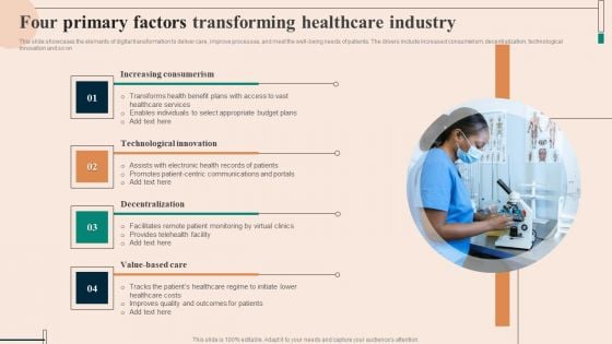 Four Primary Factors Transforming Healthcare Industry Information PDF