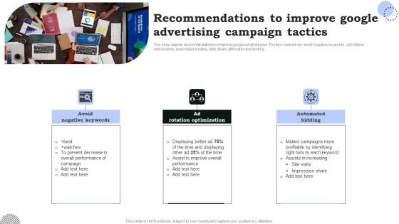 Recommendations To Improve Google Advertising Campaign Tactics Structure PDF