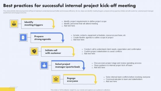 Best Practices For Successful Internal Project Kick Off Meeting Mockup PDF