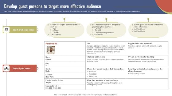 Develop Guest Persona To Target More Effective Audience Effective Travel Marketing Guide For Improving Microsoft PDF