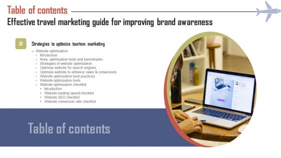 Effective Travel Marketing Guide For Improving Brand Awareness Table Of Contents Guidelines PDF