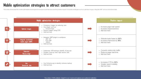 Mobile Optimization Strategies To Attract Customers Effective Travel Marketing Guide For Improving Professional PDF